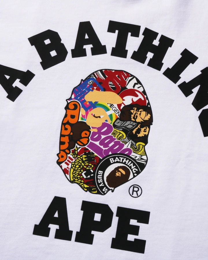 BAPE MULTI LOGO COLLEGE RELAXED FIT TEE M WHITE