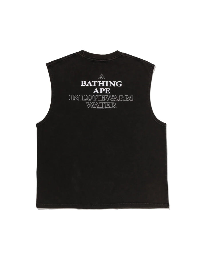 BAPE HEAVY WASH APE HEAD CROPPED FIT TANK TOP M BLACK
