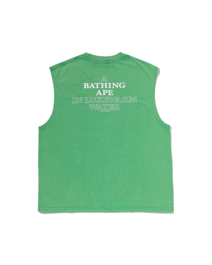 BAPE HEAVY WASH APE HEAD CROPPED FIT TANK TOP M GREEN