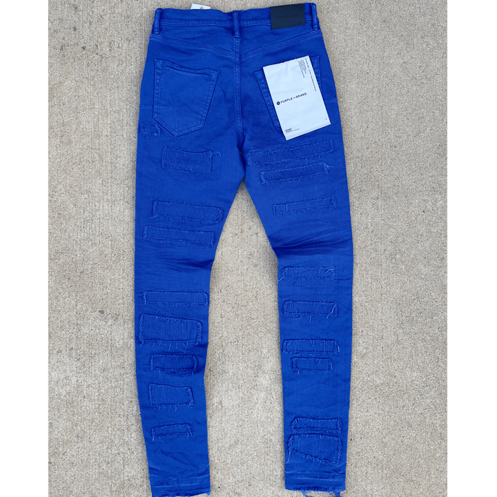Purple Brand P001 Low Rise Skinny Jeans - Sodalite Blue Patch Repair