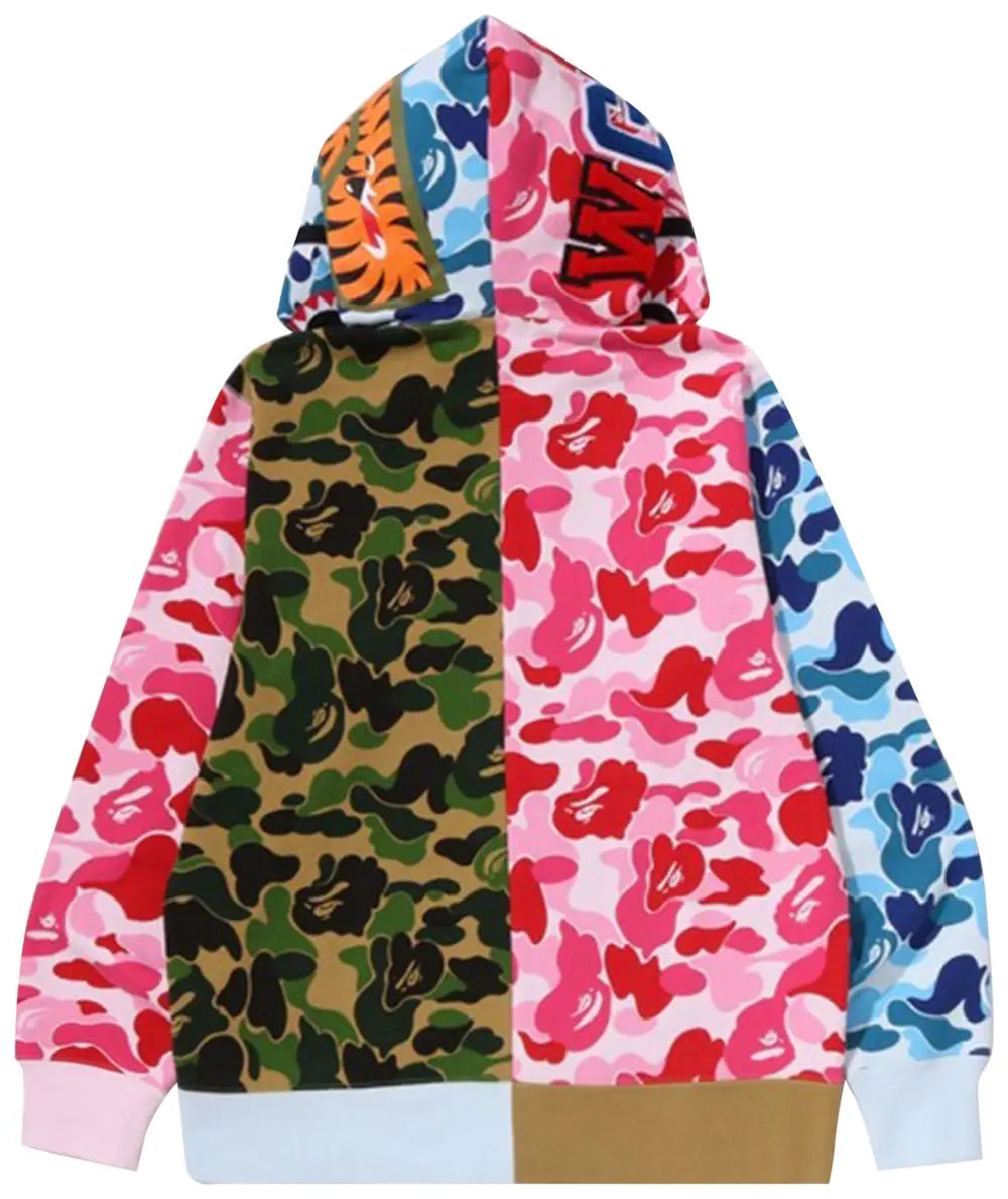 BAPE ABC CAMO CRAZY SHARK FULL ZIP HOODIE M MULTI