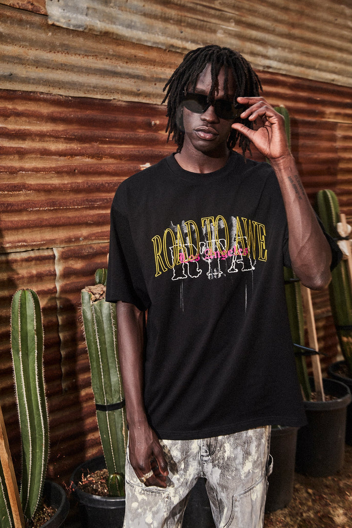 RTA Colin Oversized Short Sleeve Tee - Black Mixed Logo