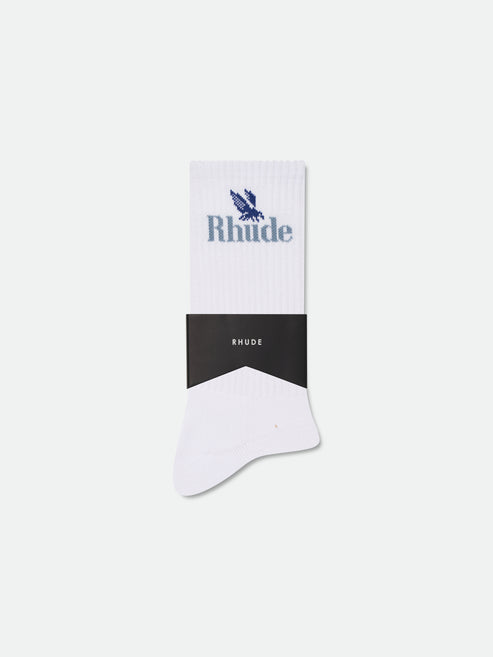 Rhude Rossa Logo Sock - White / Blue 3089