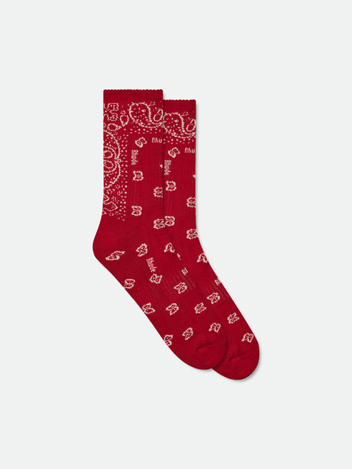 Rhude Logo Bandana Sock - White / Red 3041