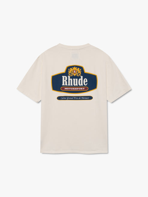 Rhude Racing Crest Tee - Vintage White/ Navy 6190