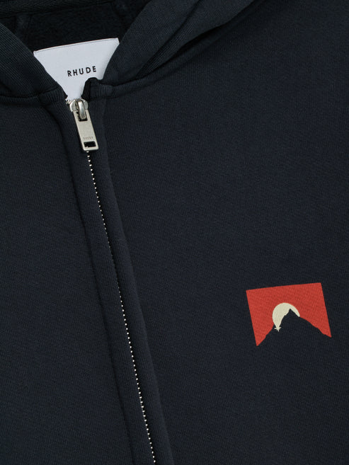 Rhude Eagle Pass Zip-up Hoodie - Vintage Black/ White 3167