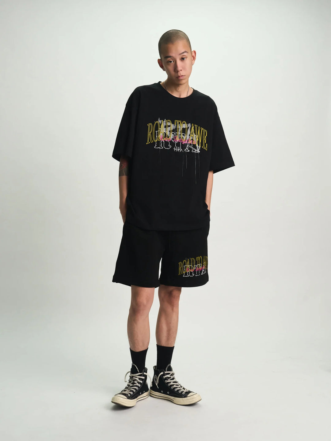 RTA Clyde Elasticated Short - Black Mixed Logo