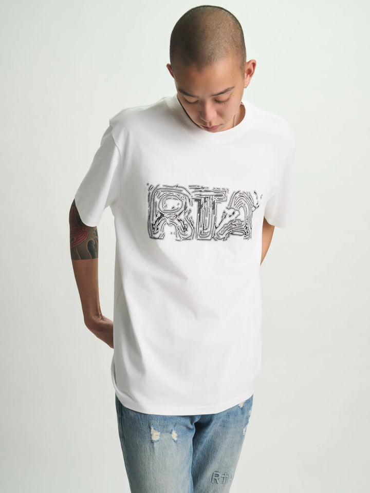 RTA Liam Short Sleeve Tee - White Topographic Logo