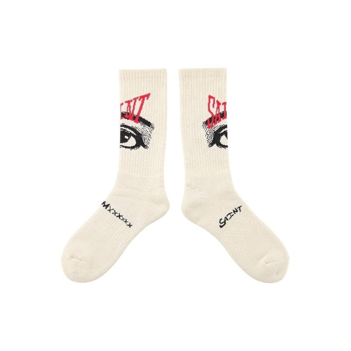 Saint Micheal Eye Socks - Ecru