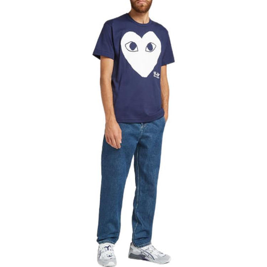 COMME DES GARCONS PLAY WHITE HEART T-SHIRT - Navy Blue - AZ-T180