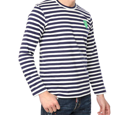 COMME DES GARCONS PLAY Green Printing Stripe Long Sleeves - Blue/White - AZ-T052-051-1