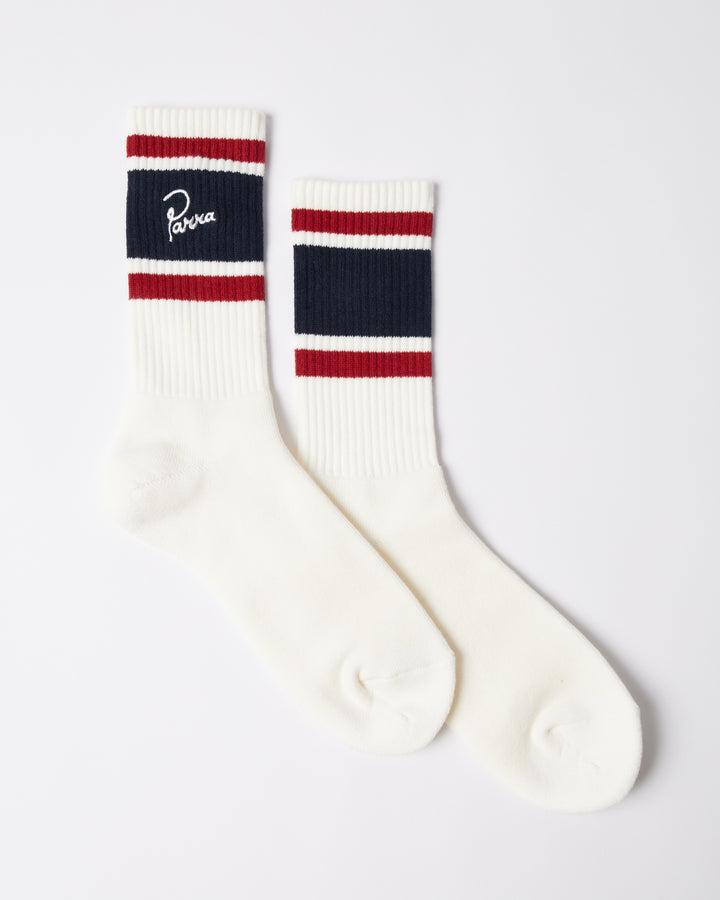 By Parra - Signature Striped Crew Socks - White