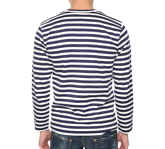 COMME DES GARCONS PLAY Green Printing Stripe Long Sleeves - Blue/White - AZ-T052-051-1
