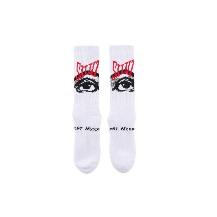 Saint Micheal Eye Socks - White