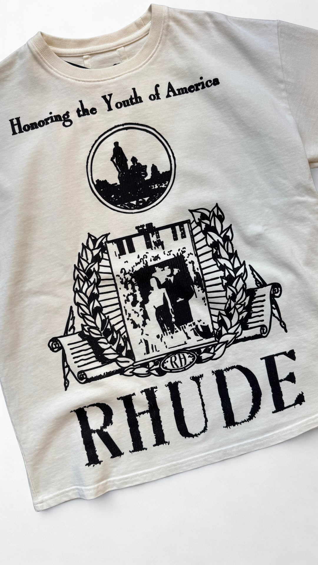 Rhude Youth Of America Tee - Vintage White/ Black