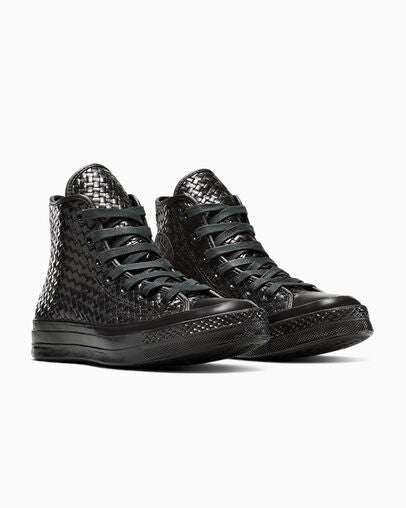 Converse Chuck 70 Woven Leather High Sneakers - Black/Black/Black - A14450c