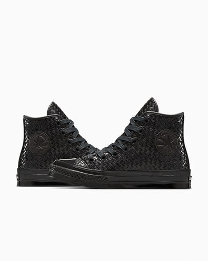 Converse Chuck 70 Woven Leather High Sneakers - Black/Black/Black - A14450c