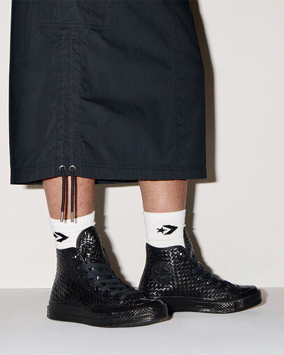 Converse Chuck 70 Woven Leather High Sneakers - Black/Black/Black - A14450c