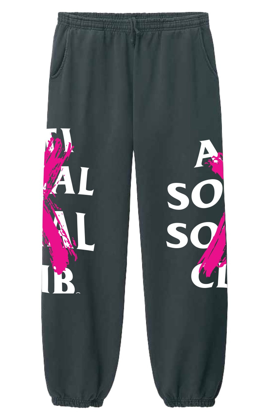 Anti Social Social Club Tonkatsu: Cancelled Hand Painted Sweatpants - Black