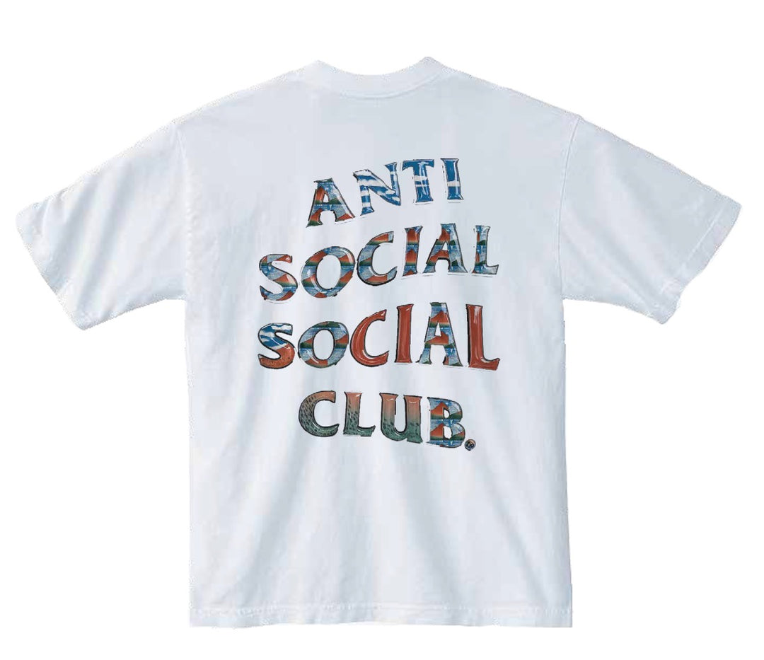 Anti Social Social Club Tonkatsu: Boro Wave Tee - White