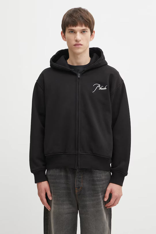 Rhude Classique Zip Up Hoodie - Black/ White