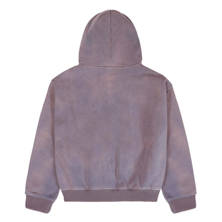 KidSuper Studios Patchwork Face Heavyweight Zip Up Hoodie Plum