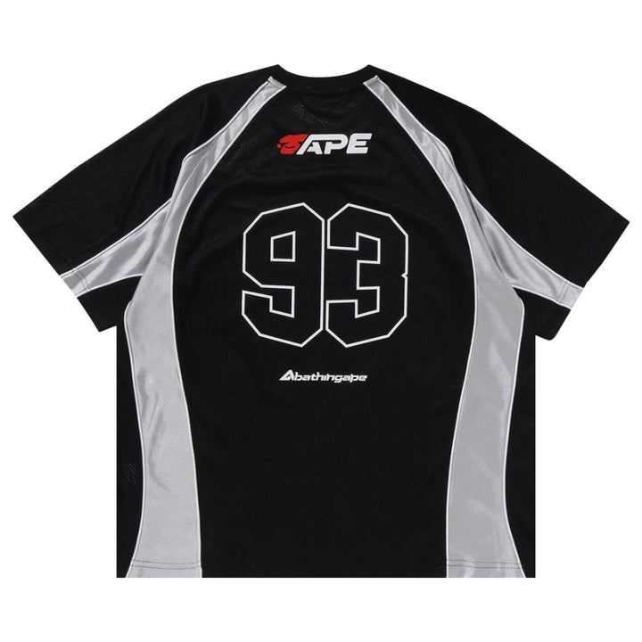 BAPE Solid Camo Jacquard Multilogo Relaxed Fit Football Jersey - Black