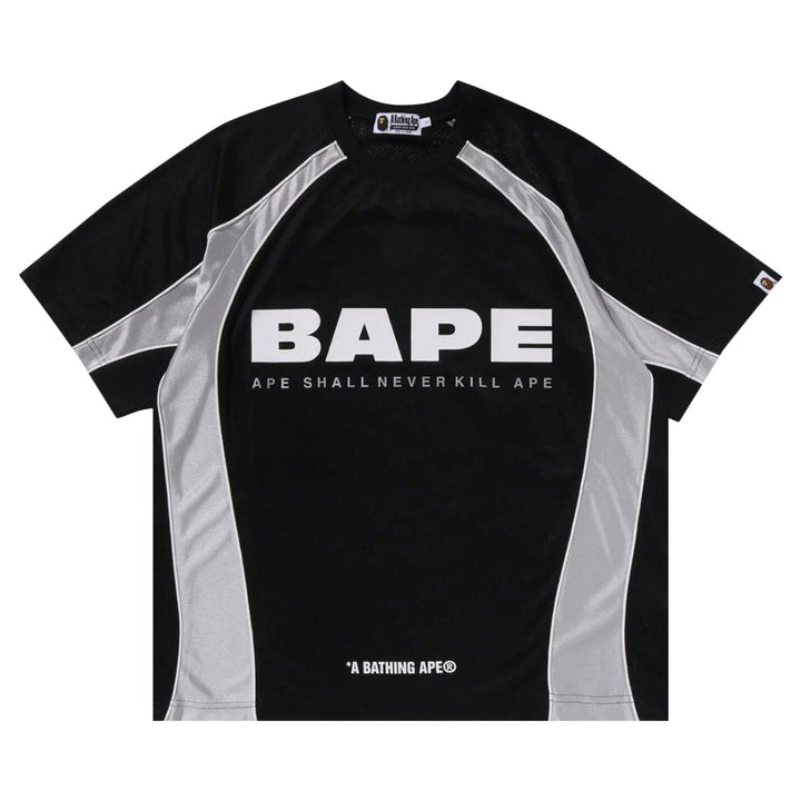 BAPE Solid Camo Jacquard Multilogo Relaxed Fit Football Jersey - Black