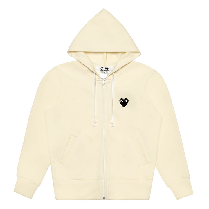 COMME DES GARCONS PLAY Zip Up Hoodie - Ivory - AZ-T254-051-3
