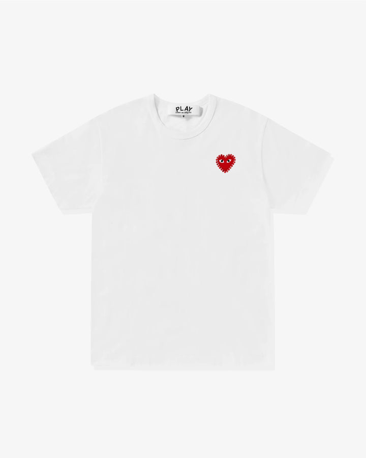 COMME DES GARCONS PLAY Rhinestone Heart T-Shirt - White/Red - AX-T801-051-2