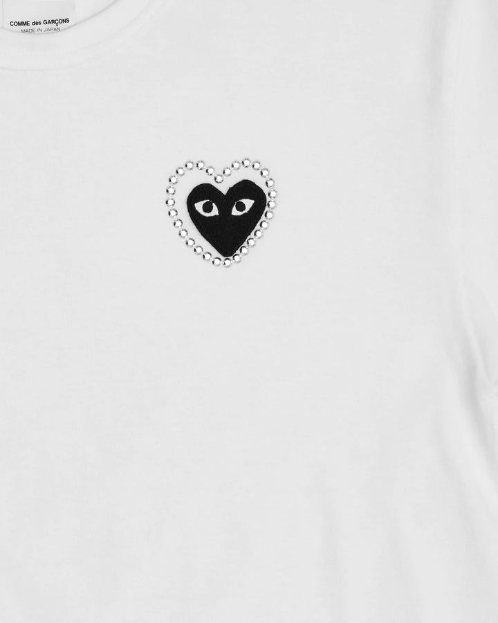 COMME DES GARCONS PLAY Metalstone Heart T-Shirt - White/Black - AX-T802-051-1