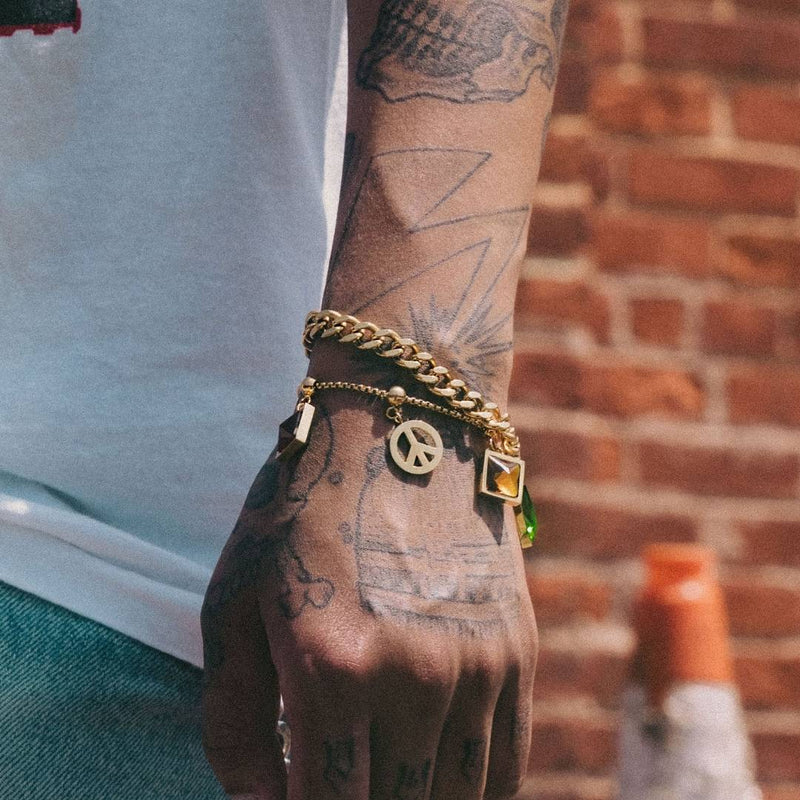 CLÀT Box Chain Charm Bracelet - Gold