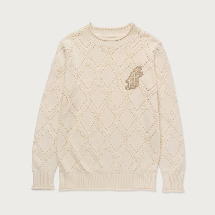 Honor The Gift Diamond Knit Sweater - Cream