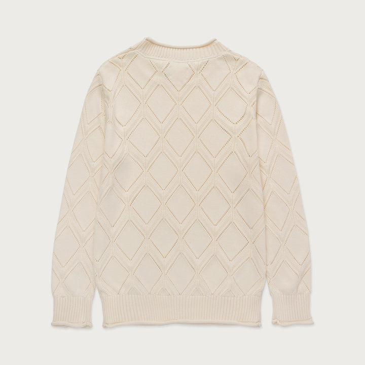 Honor The Gift Diamond Knit Sweater - Cream