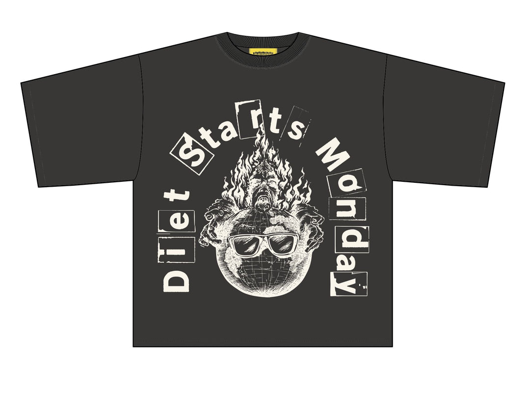 Diet Starts Monday Worlds Burning Tee - Vintage Black