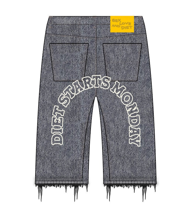 Diet Starts Monday Arch Denim Shorts - Grey