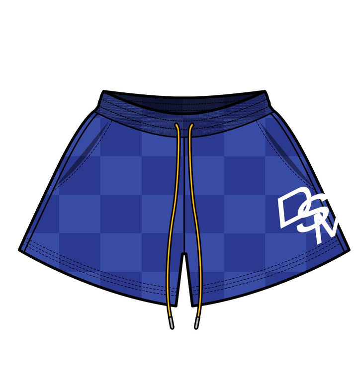 Diet Starts Monday Checkered Nylon Shorts - Blue
