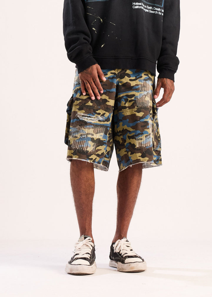 Diet Starts Monday Camo Ripstop Cargo Shorts - Blue (DSM-S26-003)