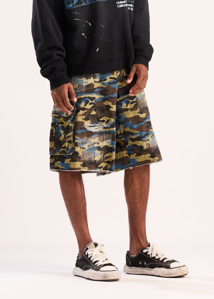 Diet Starts Monday Camo Ripstop Cargo Shorts - Blue (DSM-S26-003)