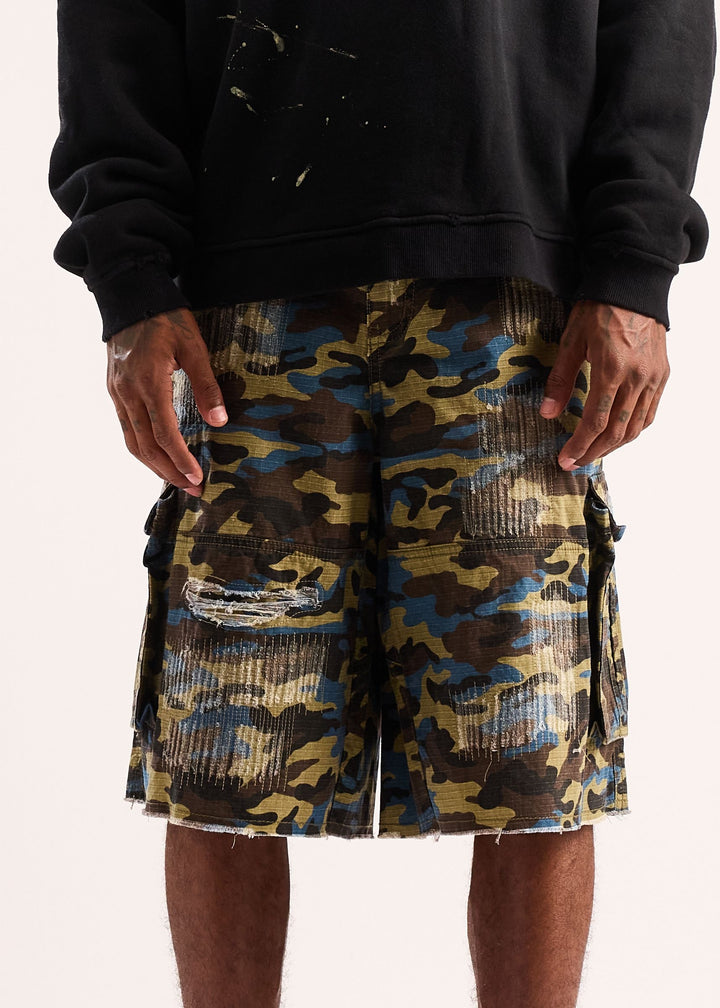 Diet Starts Monday Camo Ripstop Cargo Shorts - Blue (DSM-S26-003)