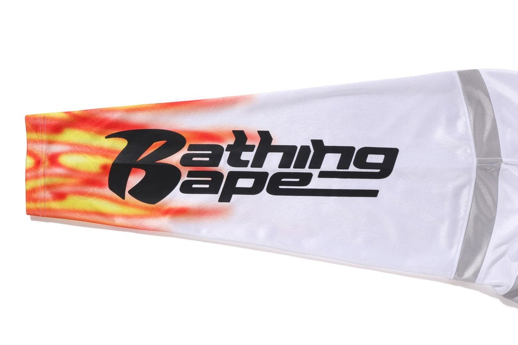 BAPE Flame Pattern Multilogo Relaxed Fit Football Jersey - White