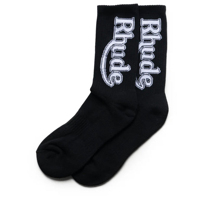 Rhude Vertical Race Track Sock - Black/White