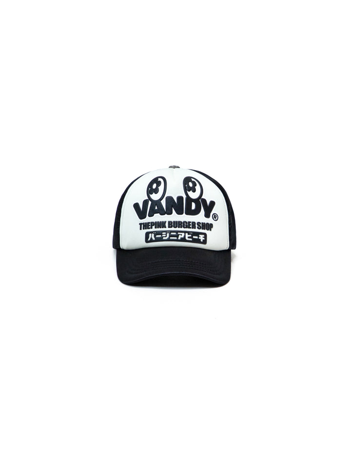 Vandy The Pink Eye Satin Eye Logo Trucker Hat Black