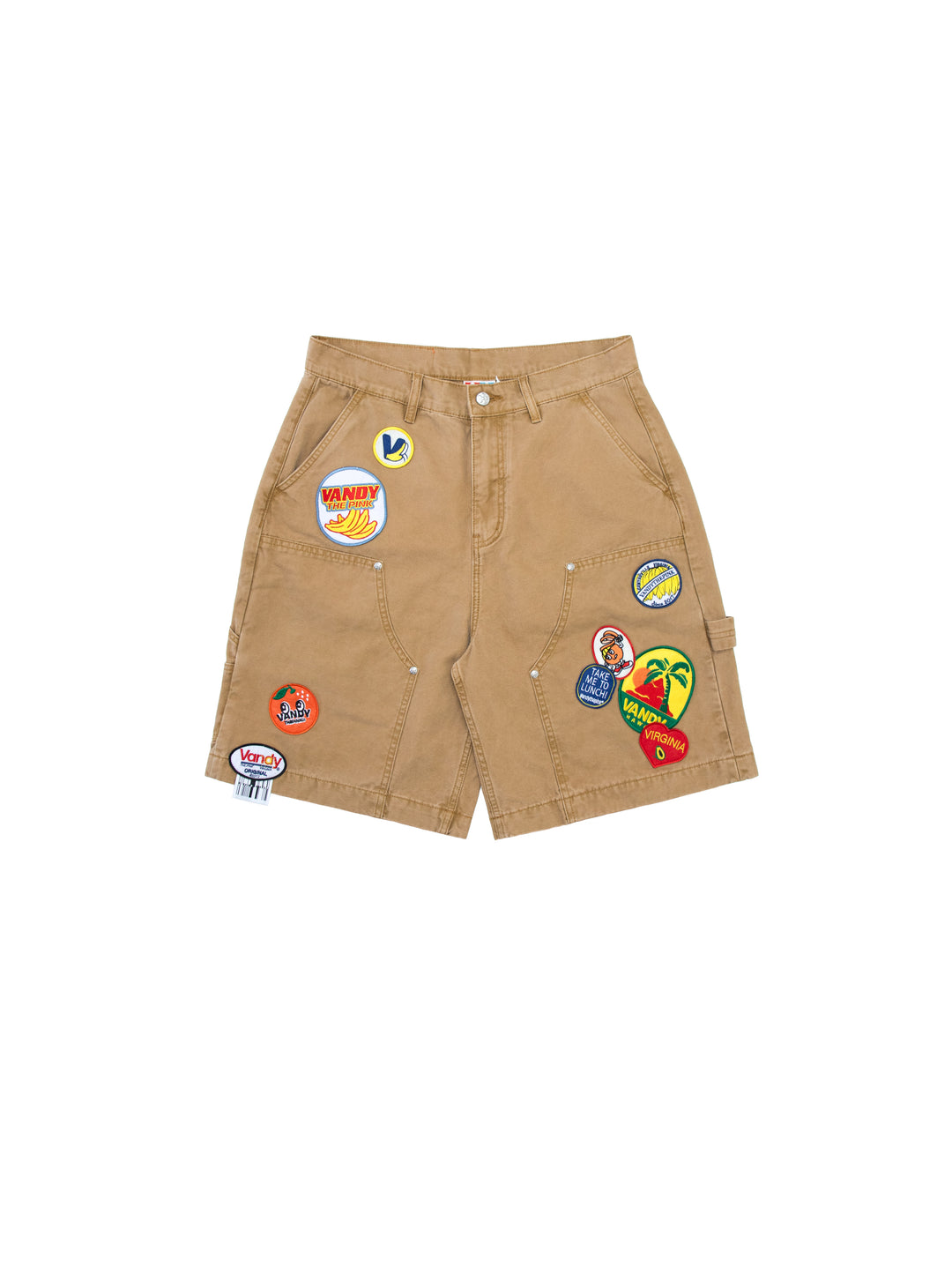 Vandy The Pink Patched Canvas Shorts Tan