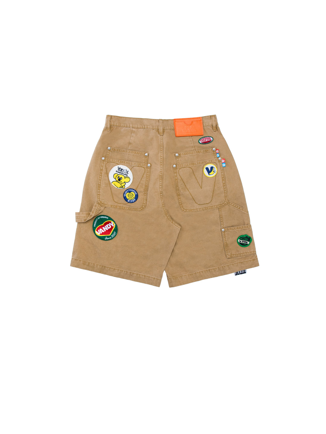 Vandy The Pink Patched Canvas Shorts Tan