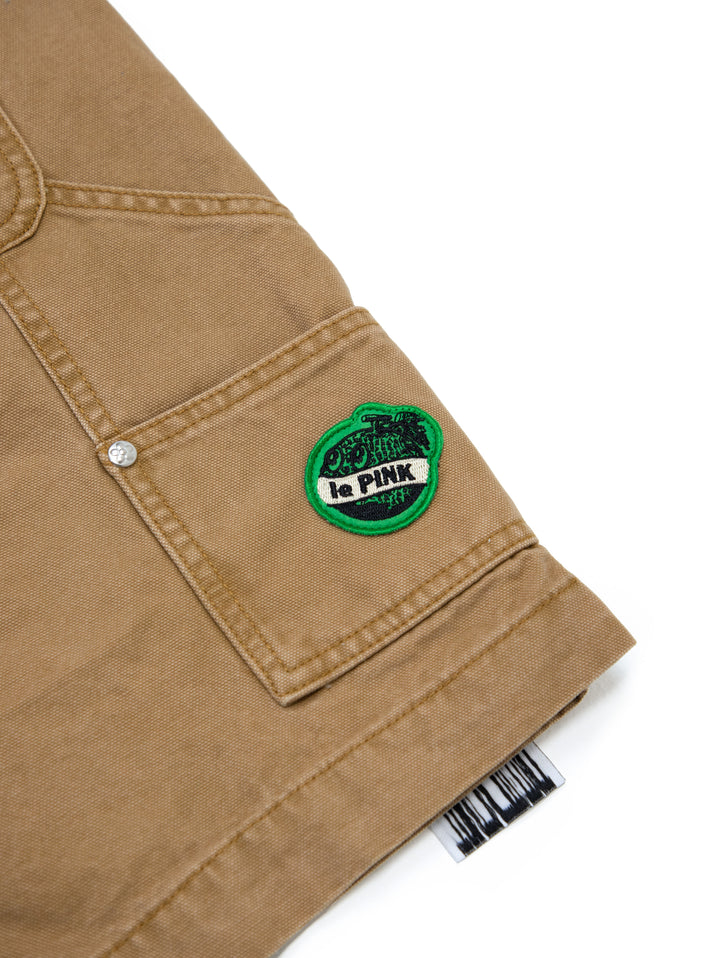 Vandy The Pink Patched Canvas Shorts Tan