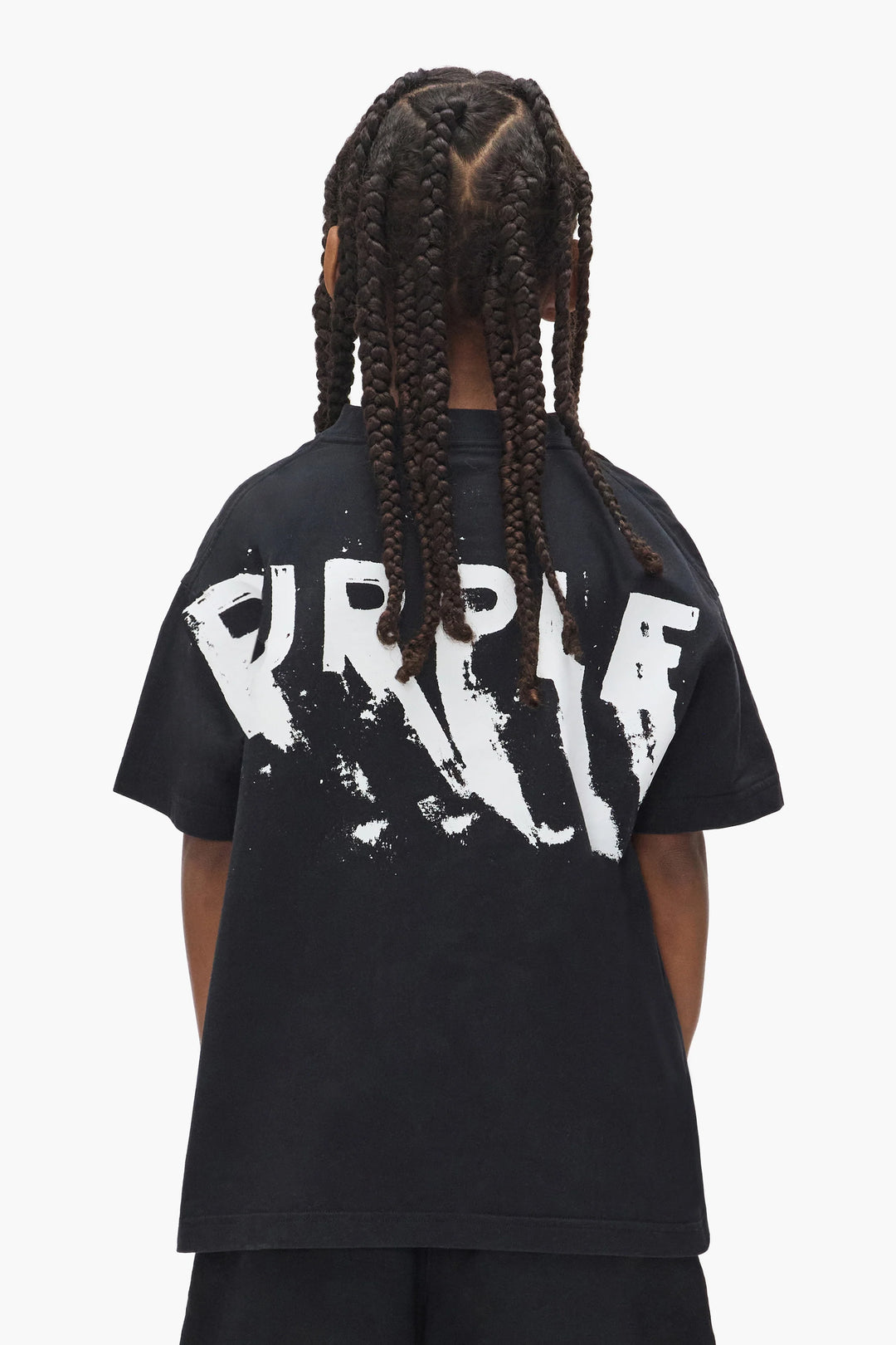 Purple Brand For Kids -  Kids' Painted Wordmark Tee Black