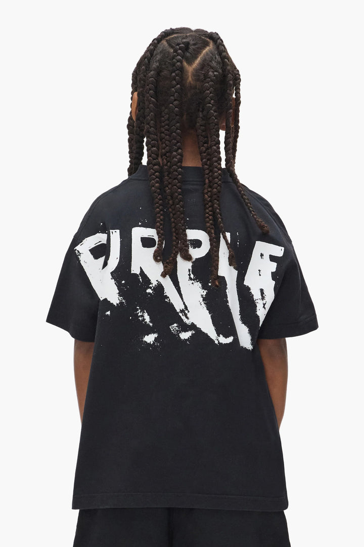 Purple Brand For Kids -  Kids' Painted Wordmark Tee Black