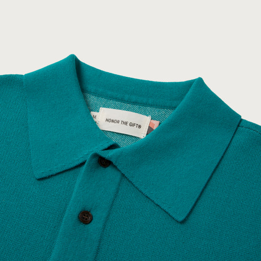 Honor The Gift Knit H Pattern Polo - Teal