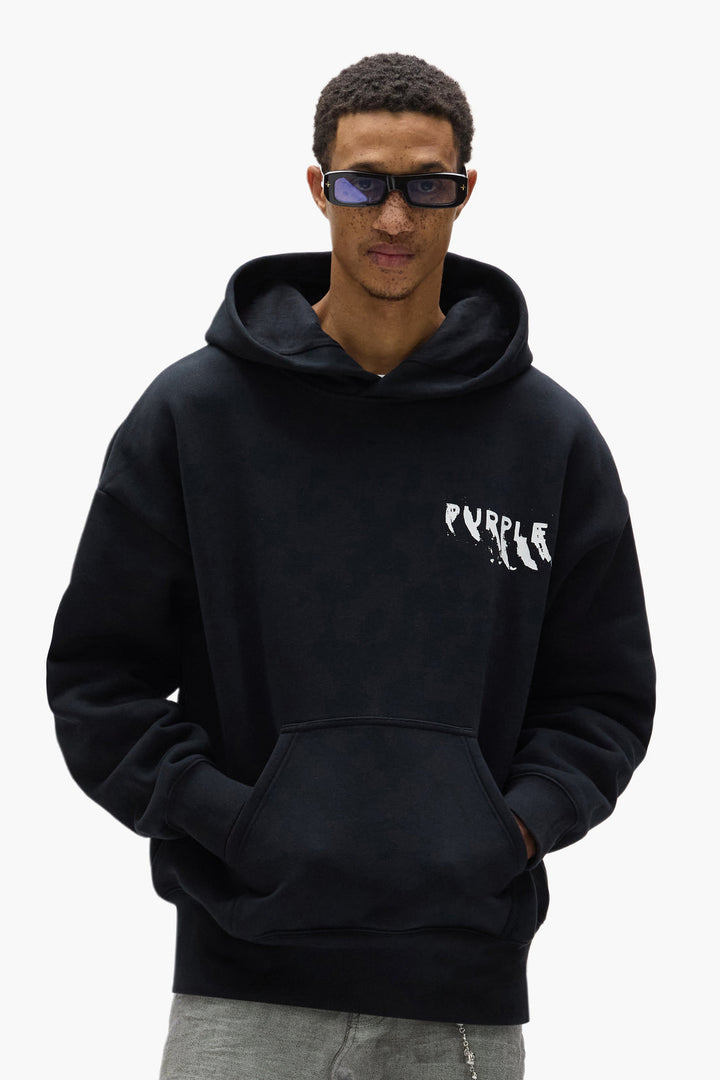 Purple Brand P401 Black HFBB725 Painted Wordmark Hoodie - Black